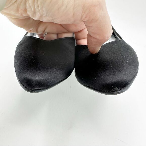 Stuart Weitzman‎ Designer Curvy Black Fabric Heels 8 Formal Pumps 7M - Picture 5 of 14